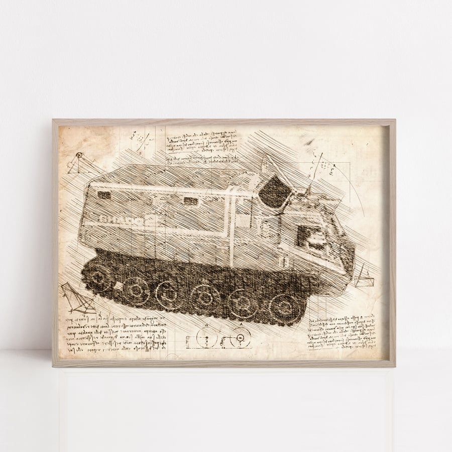 UFO Shado 2 Sepia Da Vinci Style print