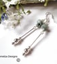 Designer Long Green Jadeite & Jade Sterling Silver Earrings ONE OFF PAIR  - Image 3