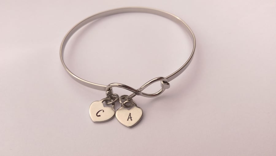 Personalised Infinity bracelet with initial charms