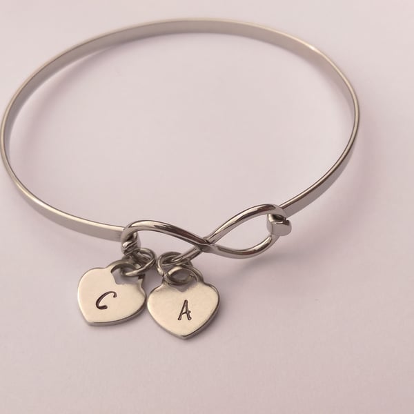 Personalised Infinity bracelet with initial charms