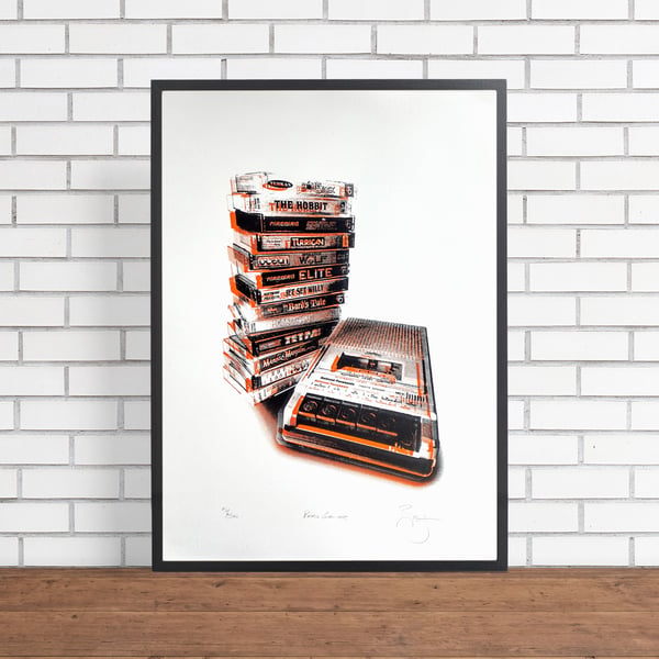 Retro Video Computer Gamer Hand Pulled Limited Edition Screen Print