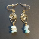 Aquamarine Spiral Earrings 