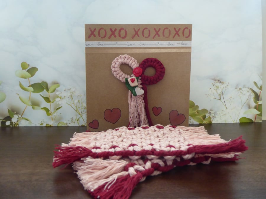 Coaster Gift Set, Love Token Gift, Heart Gift Set, Handmade Card and Gift