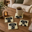 Handmade Fused Dog Glass Coasters. Set of 4. 