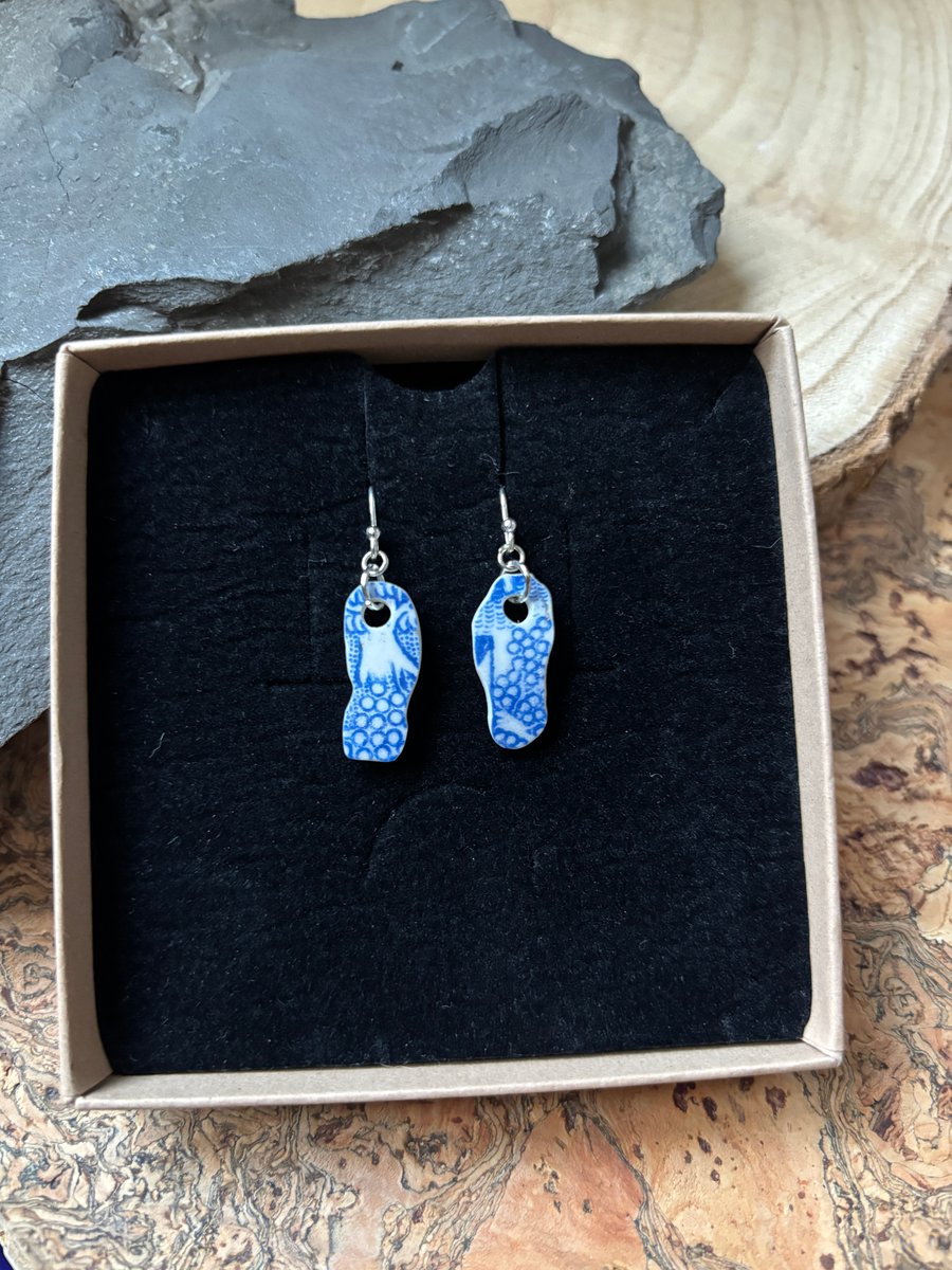 Handmade Drop Earrings, Broken Ceramic, Unique Earrings