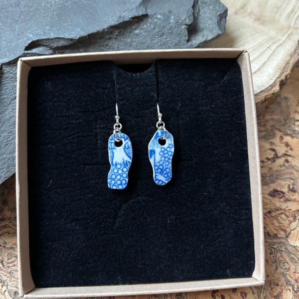 Handmade Drop Earrings, Broken Ceramic, Unique Earrings