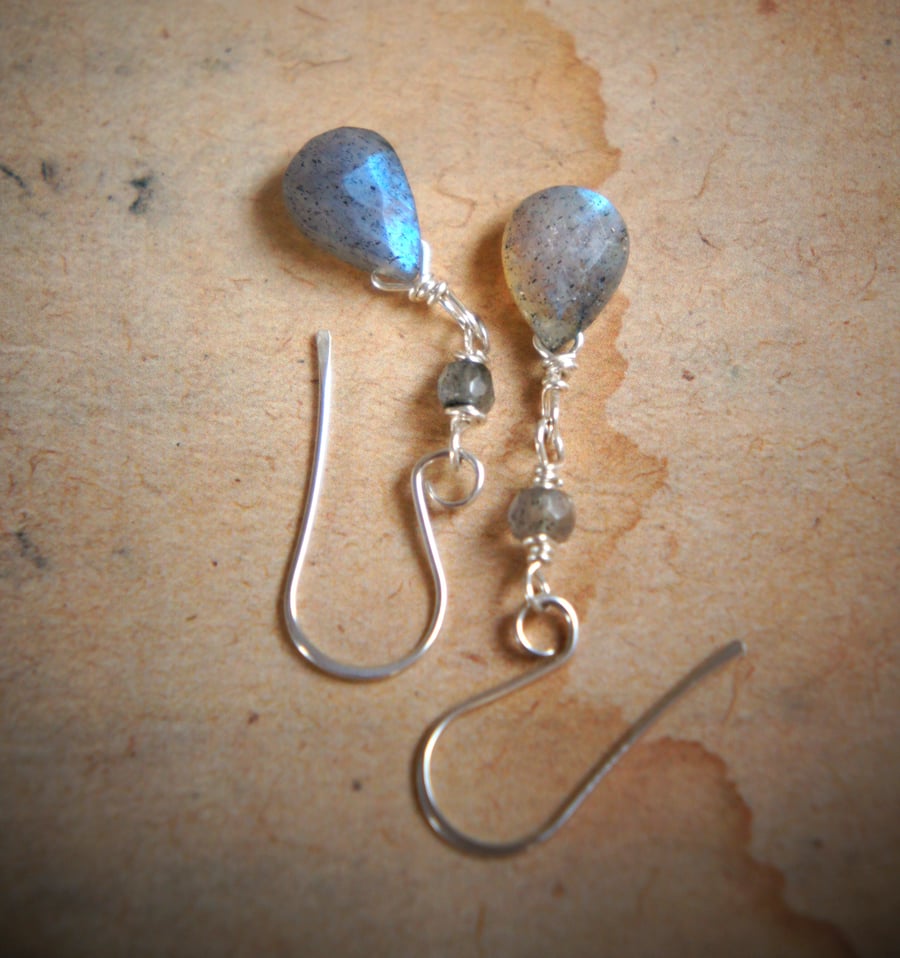 Briollette Labradorite and Sterling Silver Earrings