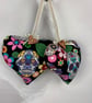 Candy skulls hanging heart set, with loop button and ribbon trim, Handmade - Image 10