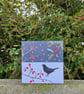 Blackbird in Snowy Scene, Christmas card, Winter birthday, holly, red berries - Image 3