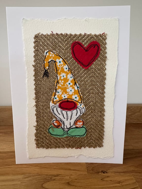 Handmade Gonk Card – Free Motion Stitched Design 