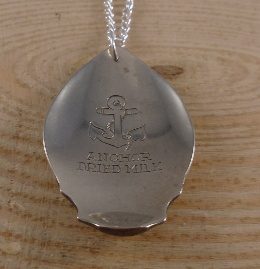 Upcycled Silver Plated Anchor Dried Milk Spoon Necklace SPN082004