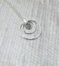 Circles Necklace. Recycled Sterling Silver Pebble with Daffodil & Rings - Image 4