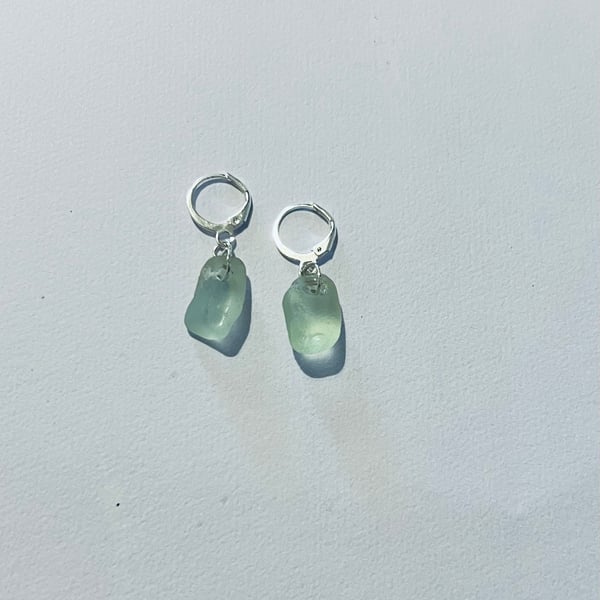 Turquoise sea glass earrings