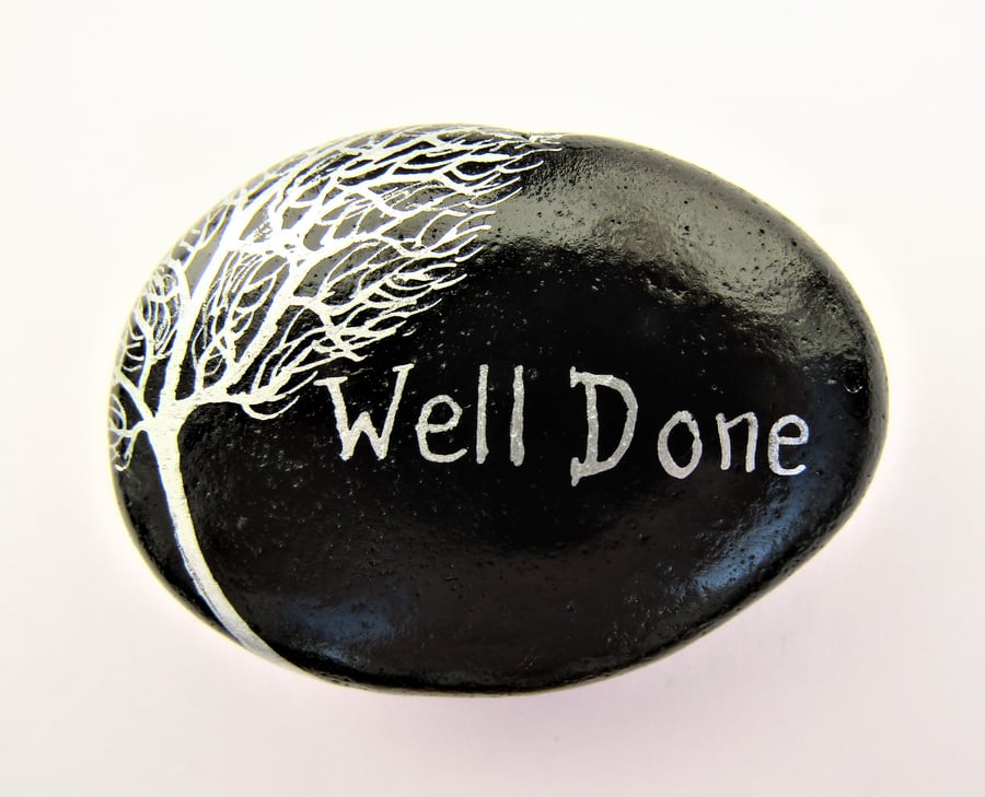 Well Done Gift, Painted Pebble, Stone Art, Exam Pass Gift, Small Rock Painting