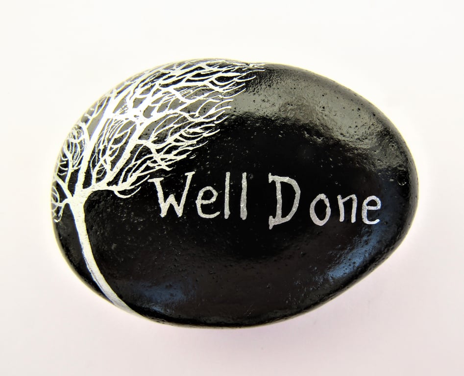 Well Done Gift, Painted Pebble, Stone Art, Exam Pass Gift, Small Rock Painting