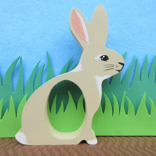 Easter Bunny Chocolate Egg Holder Wooden Hand Painted Gift Table Decoration