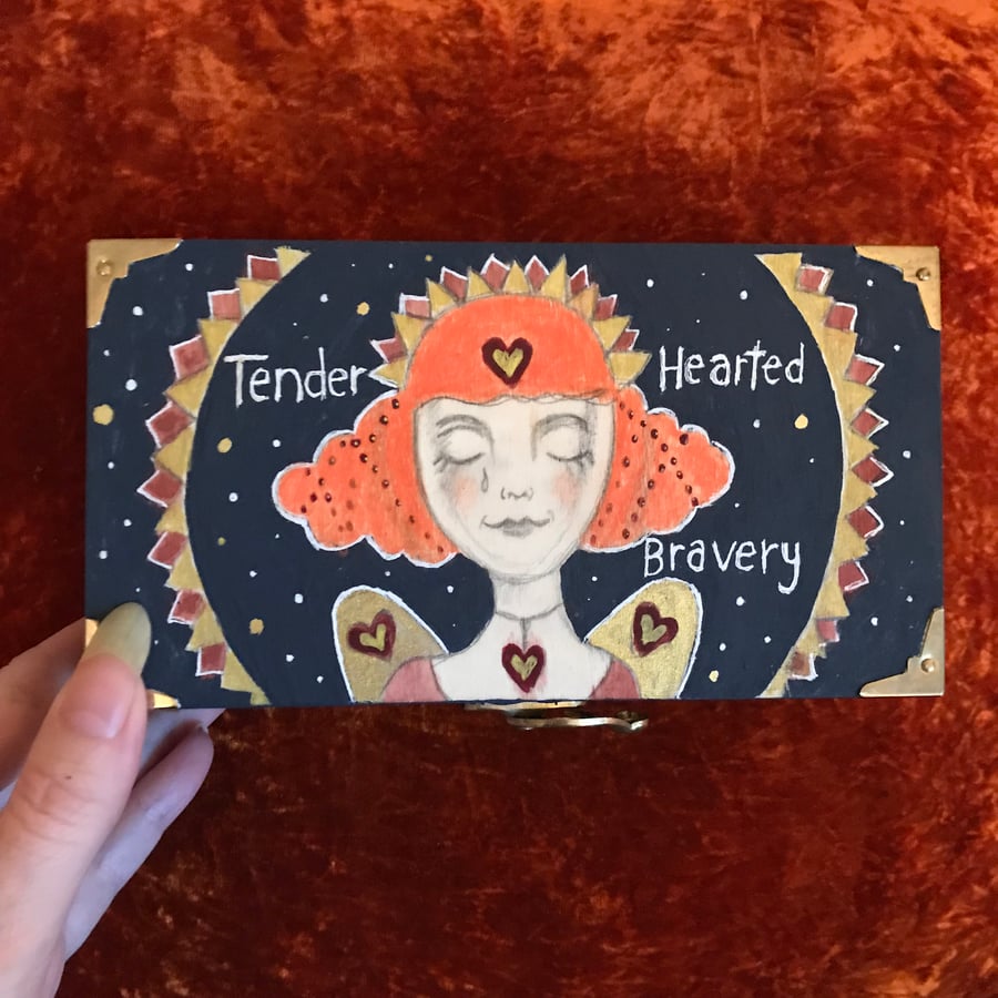 Painted wooden box "Tender hearted bravery"