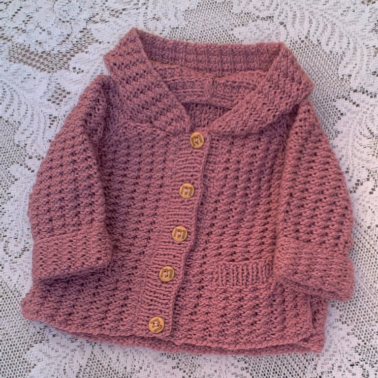 Hand Knitted Baby's Duffle Coat, Baby Shower Gift, New Baby Gift