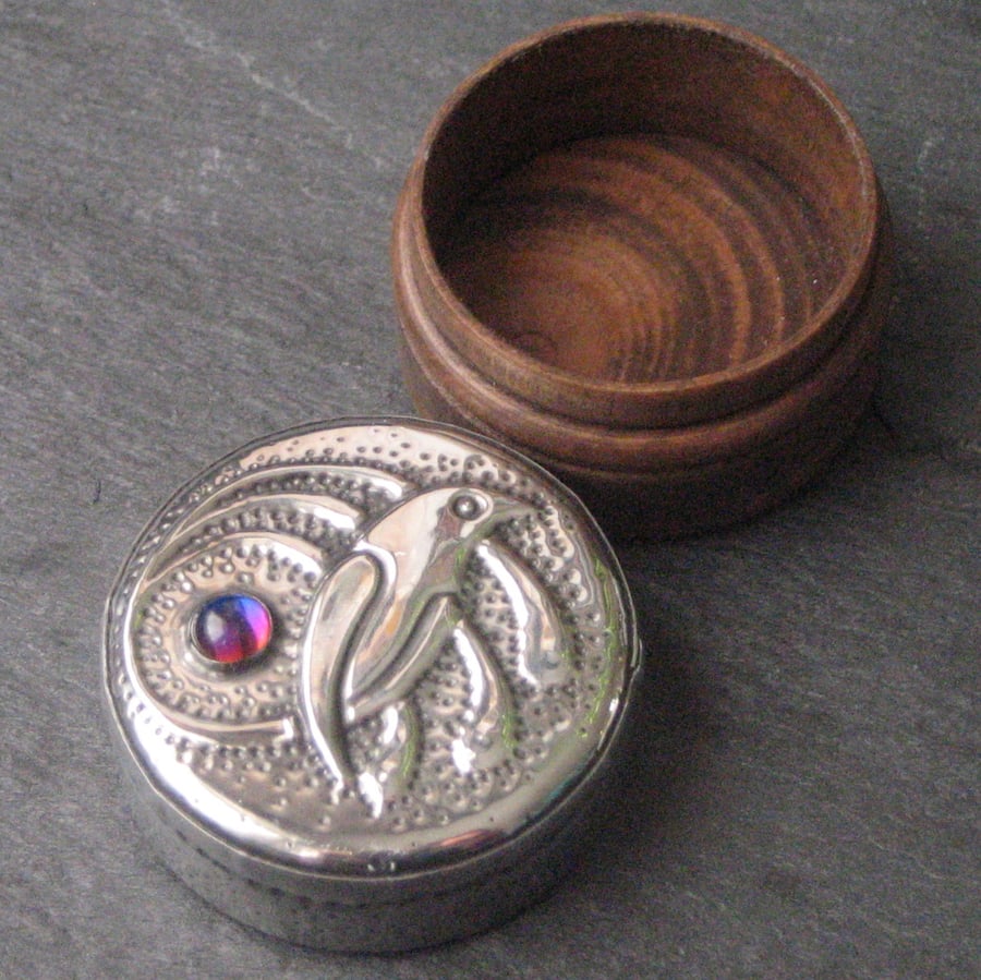 Bird of Paradise Silver Pewter Box