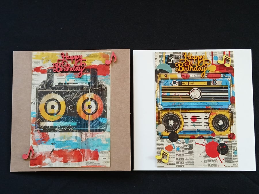 Pack of 2 retro birthday cards