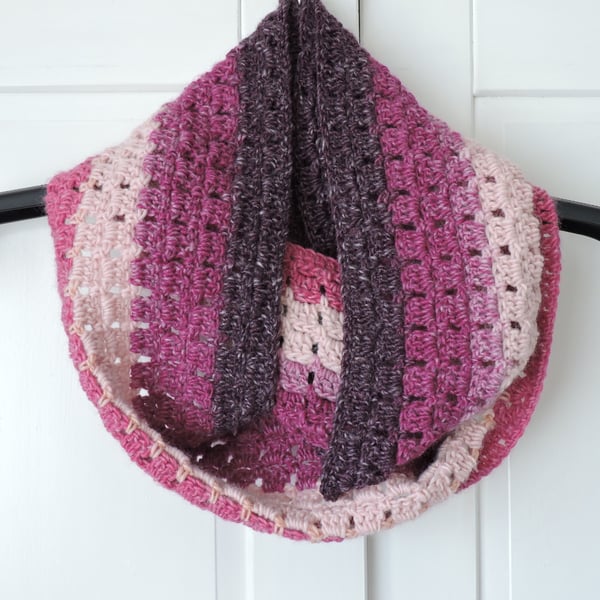 Crochet Infinity Scarf Raspberry, Blackberry, R... - Folksy