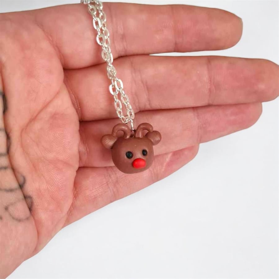 Reindeer Necklace Polymer Clay Jewellery Deer Necklace Christmas Gifts