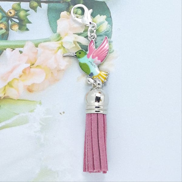 Bird Tassel Bag Charm - Pink