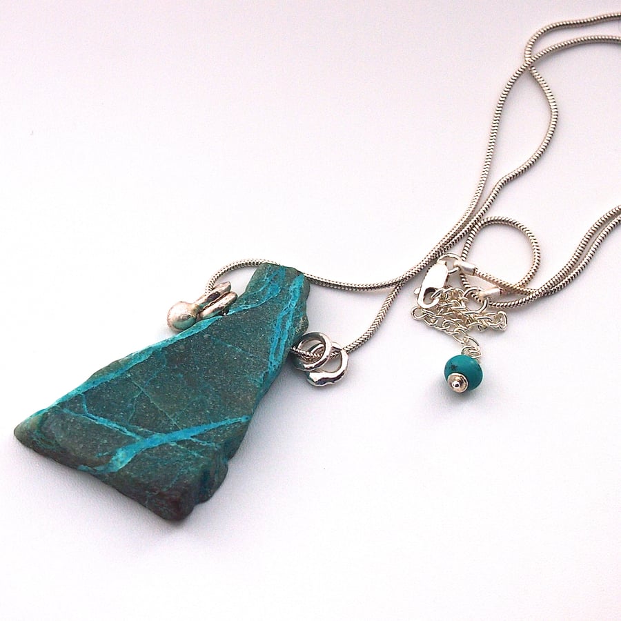 Chrysocolla and Silver Necklace