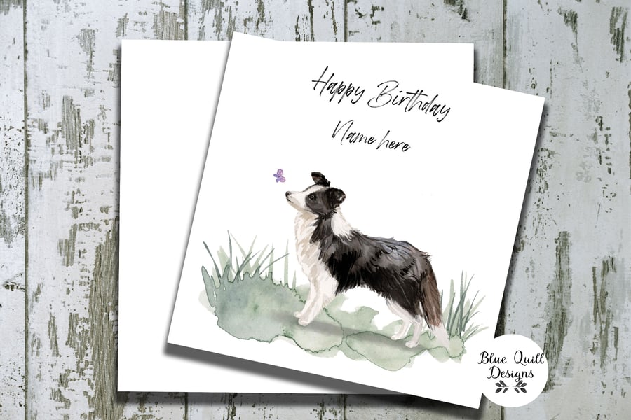 Personalised Birthday Card  Border Collie