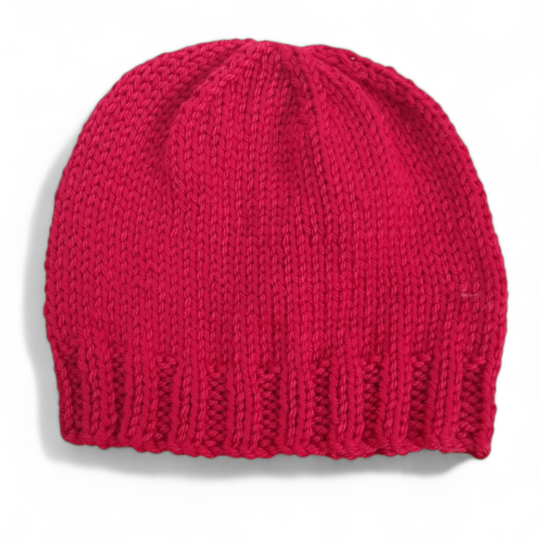 Hand knitted ruby red hat  0 - 3 months 