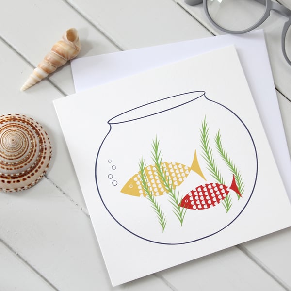 'Goldfish Bowl' Blank Greetings Card 