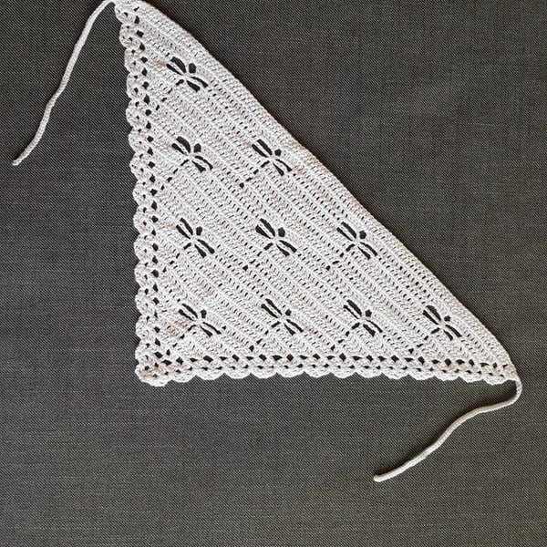 Bandana Head Scarf in Dragonfly Design, Cotton, White