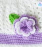 Crochet baby set, layette.  Lilac and white cardigan, hat and boots set 0-3 mths - Image 5