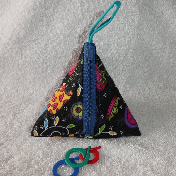  Stitch Marker Holder. Mini Pyramid Purse. Sewing Notions Holder. Sewing Machine