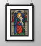 291 Cross Stitch Pattern Christmas Madonna and child with angels stained glass - Image 3