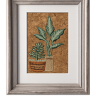 Framed Machine Embroidery Botanical Wall Art on Cork Fabric – Rustic Textile Art