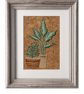 Framed Machine Embroidery Botanical Wall Art on Cork Fabric – Rustic Textile Art