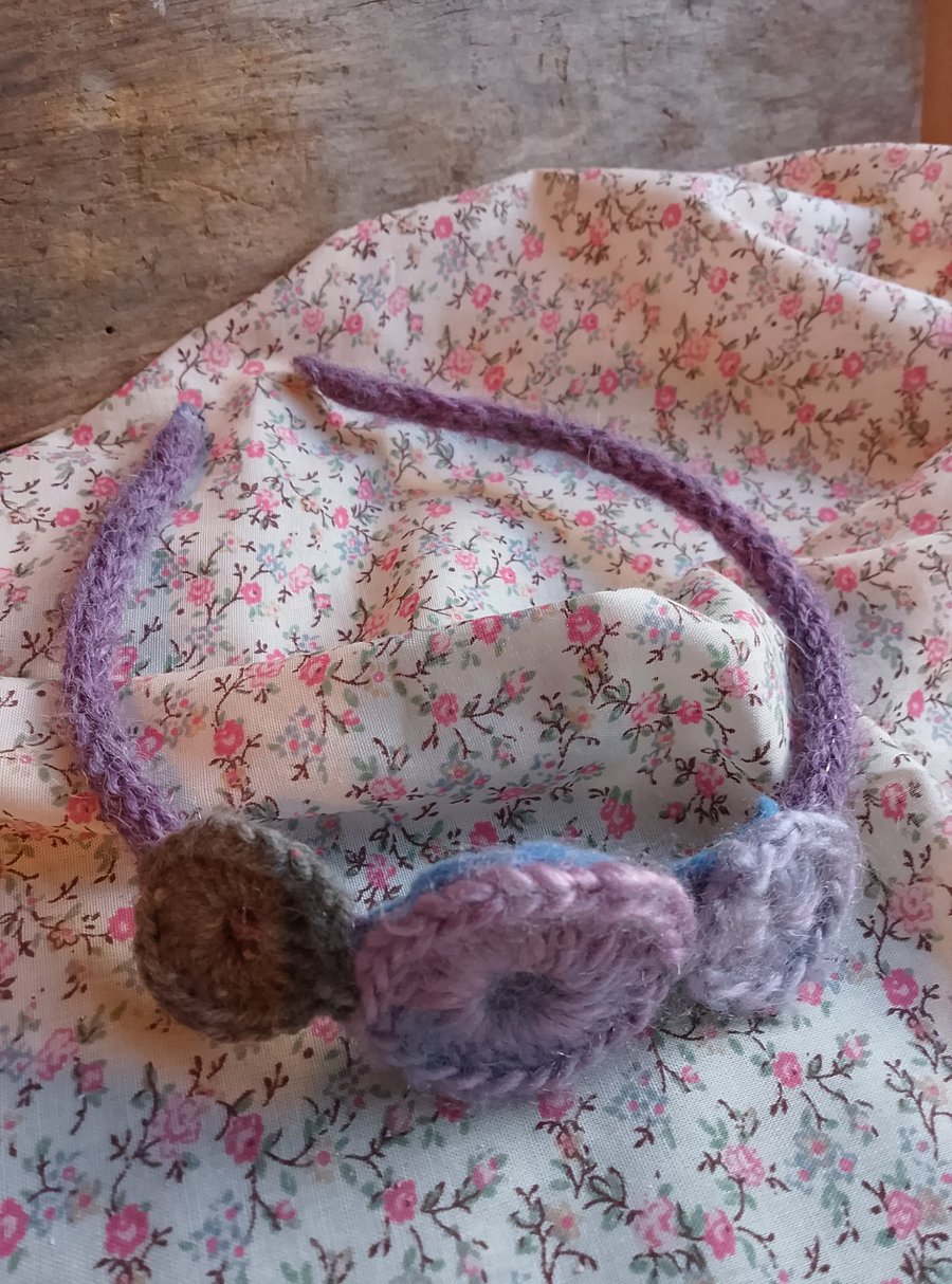 cute wool crochet hairband alice band no h17