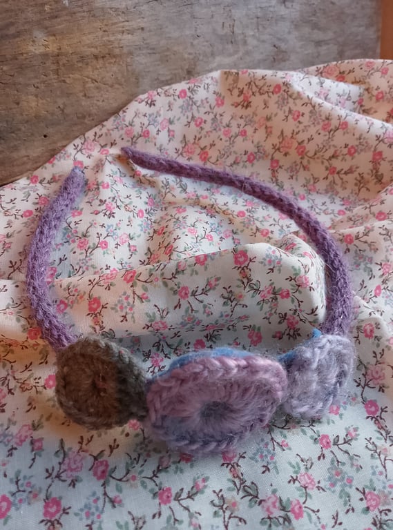 cute wool crochet hairband alice band no h17