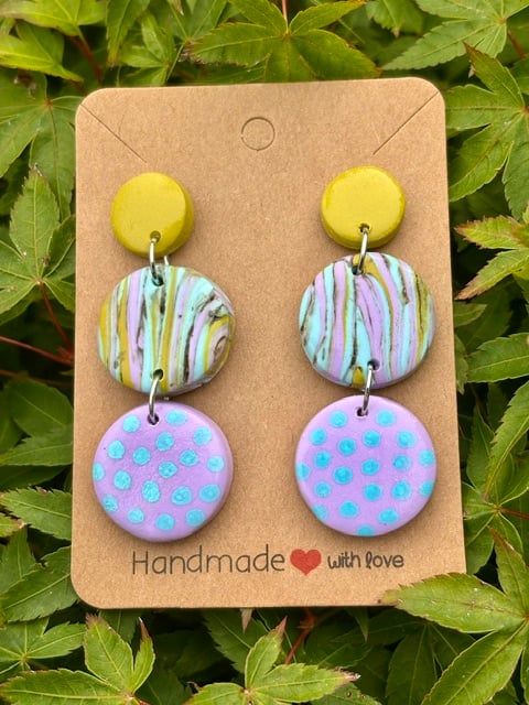 Colourful Summery Unique Boho Style Drop Earrings