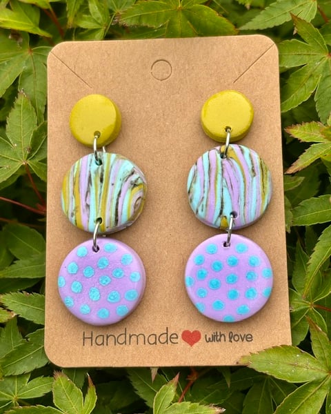 Colourful Summery Unique Boho Style Drop Earrings