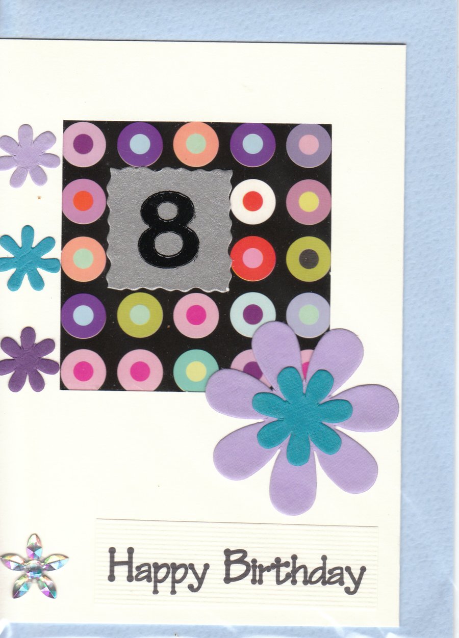 SALE! GIRLS'S BIRTHDAY CARD AGE 8 Floral