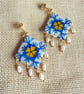 MIRA - Mediterranean Floral Tile Rice Pearl Earrings