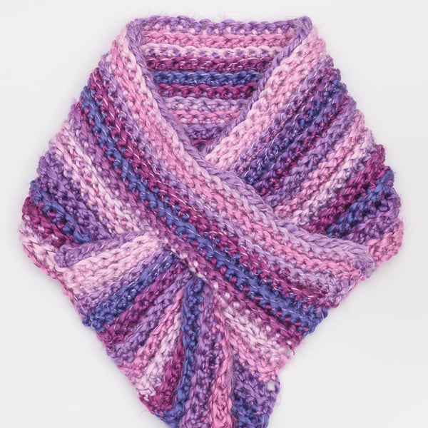 Cowl Snood Neckwarmer crochet vegan snuggy warm unique lilacs 