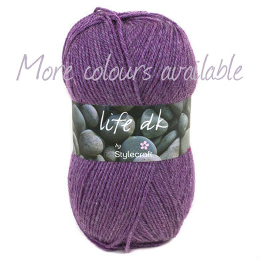 DK Yarn with wool , Stylecraft Life 100 grams