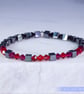 Swarovski and Hematite stretch beaded bracelet red pink black - Image 3