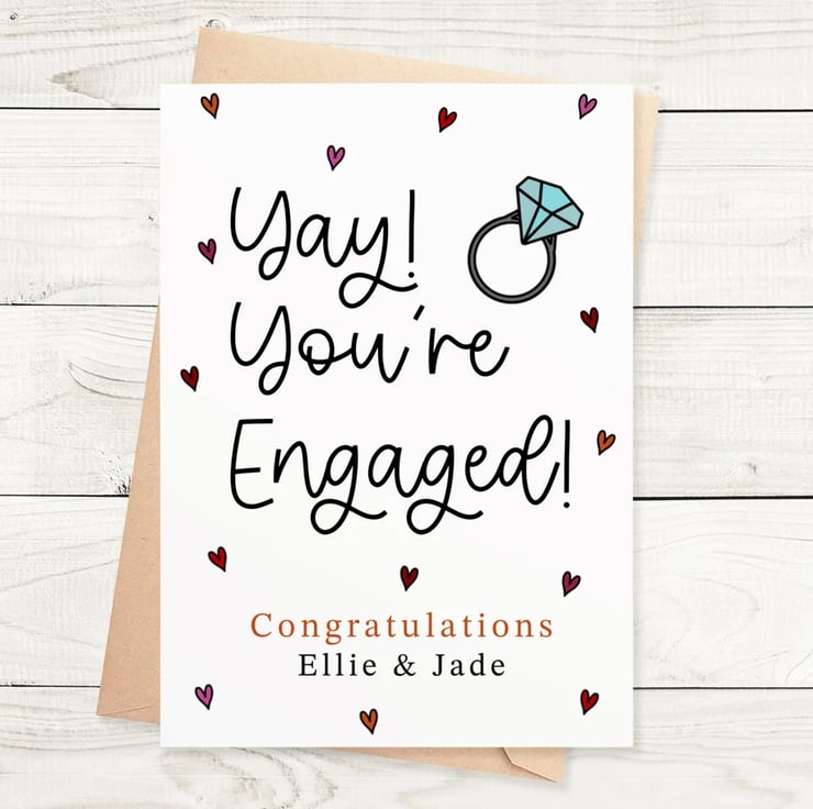 Yay You're Engaged - Personalised Engagement Ca... - Folksy