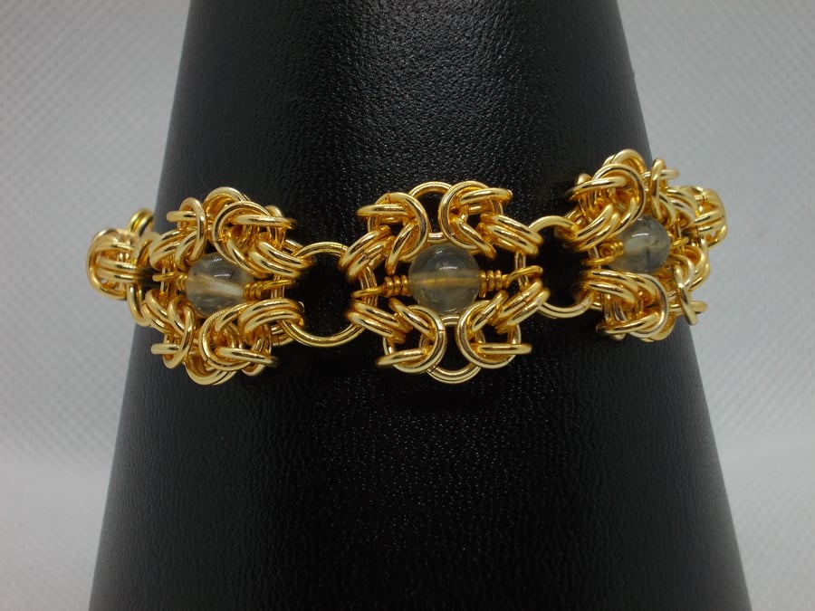 SALE - Prehnite romanov byzantine bracelet