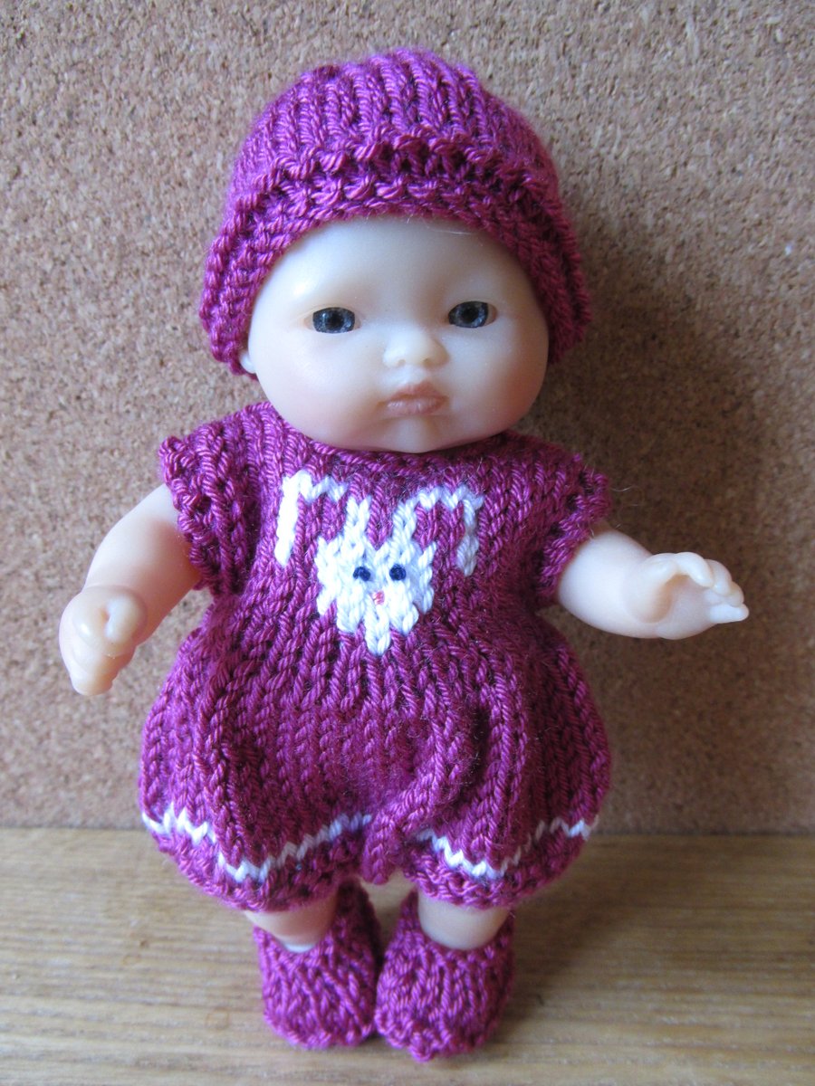 Knitted Outfit for 5 Inch Berenguer Doll