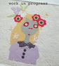 freemotion embroidered spring floral lady zombie A6 sketchbook notebook - Image 8